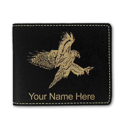 Faux Leather Bi-Fold Wallet, Hawk, Personalized Engraving Included