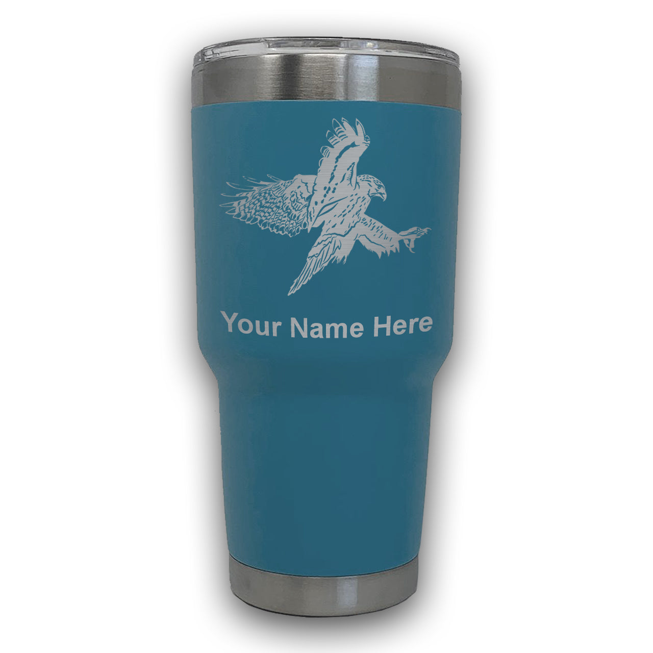 LaserGram 30oz Tumbler Mug, Hawk, Personalized Engraving Included