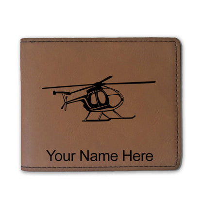 Faux Leather Bi-Fold Wallet, Helicopter 1, Personalized Engraving Included