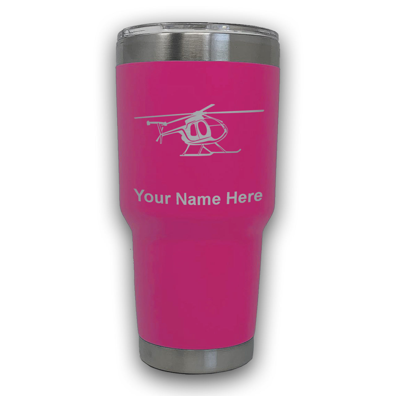 LaserGram 30oz Tumbler Mug, Helicopter 1, Personalized Engraving Included