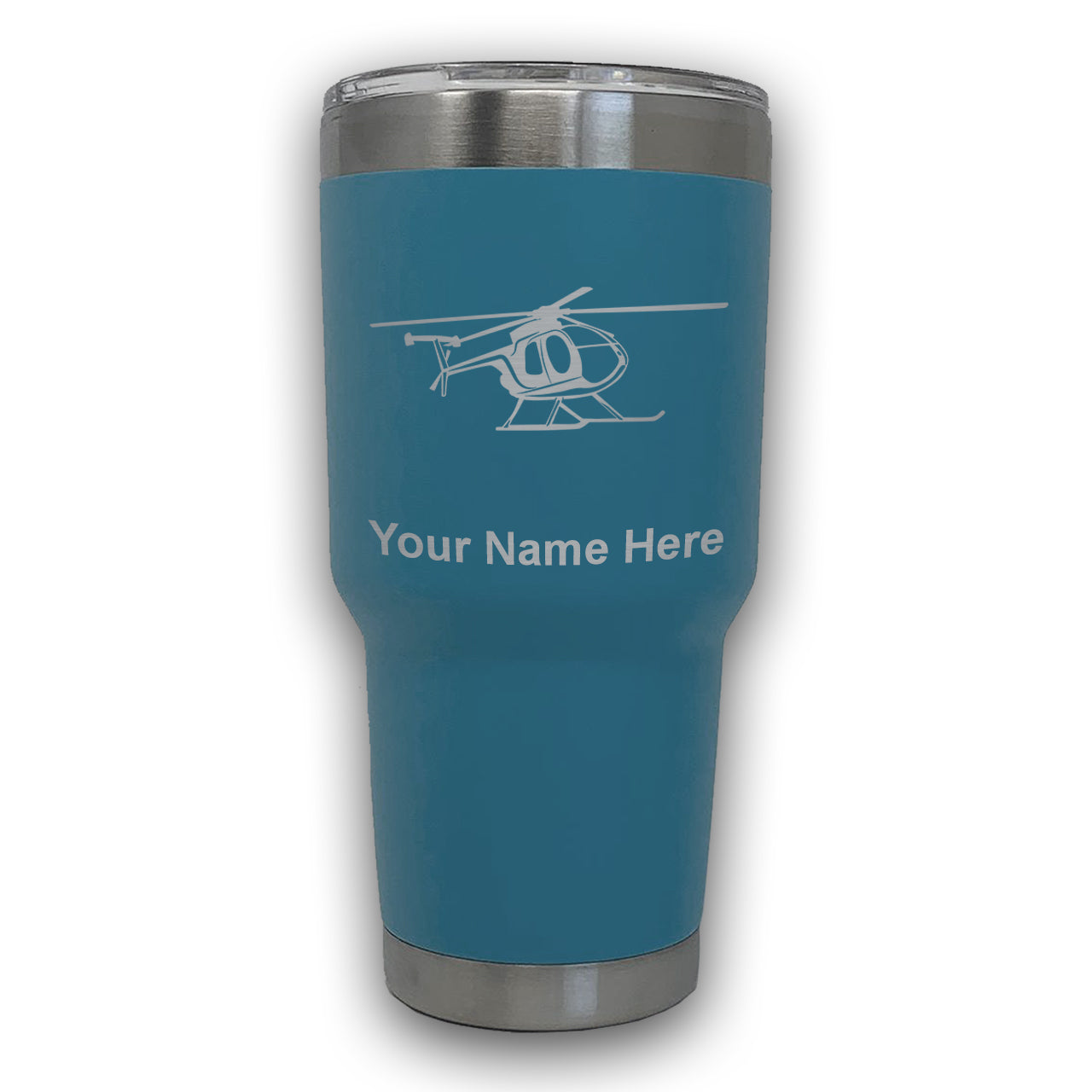 LaserGram 30oz Tumbler Mug, Helicopter 1, Personalized Engraving Included