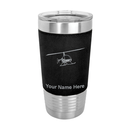 20oz Faux Leather Tumbler Mug, Helicopter 2, Personalized Engraving Included - LaserGram Custom Engraved Gifts