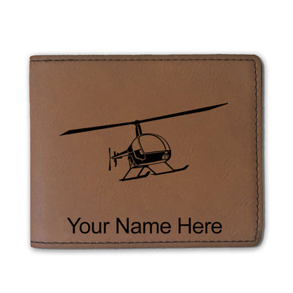 Faux Leather Bi-Fold Wallet, Helicopter 2, Personalized Engraving Included