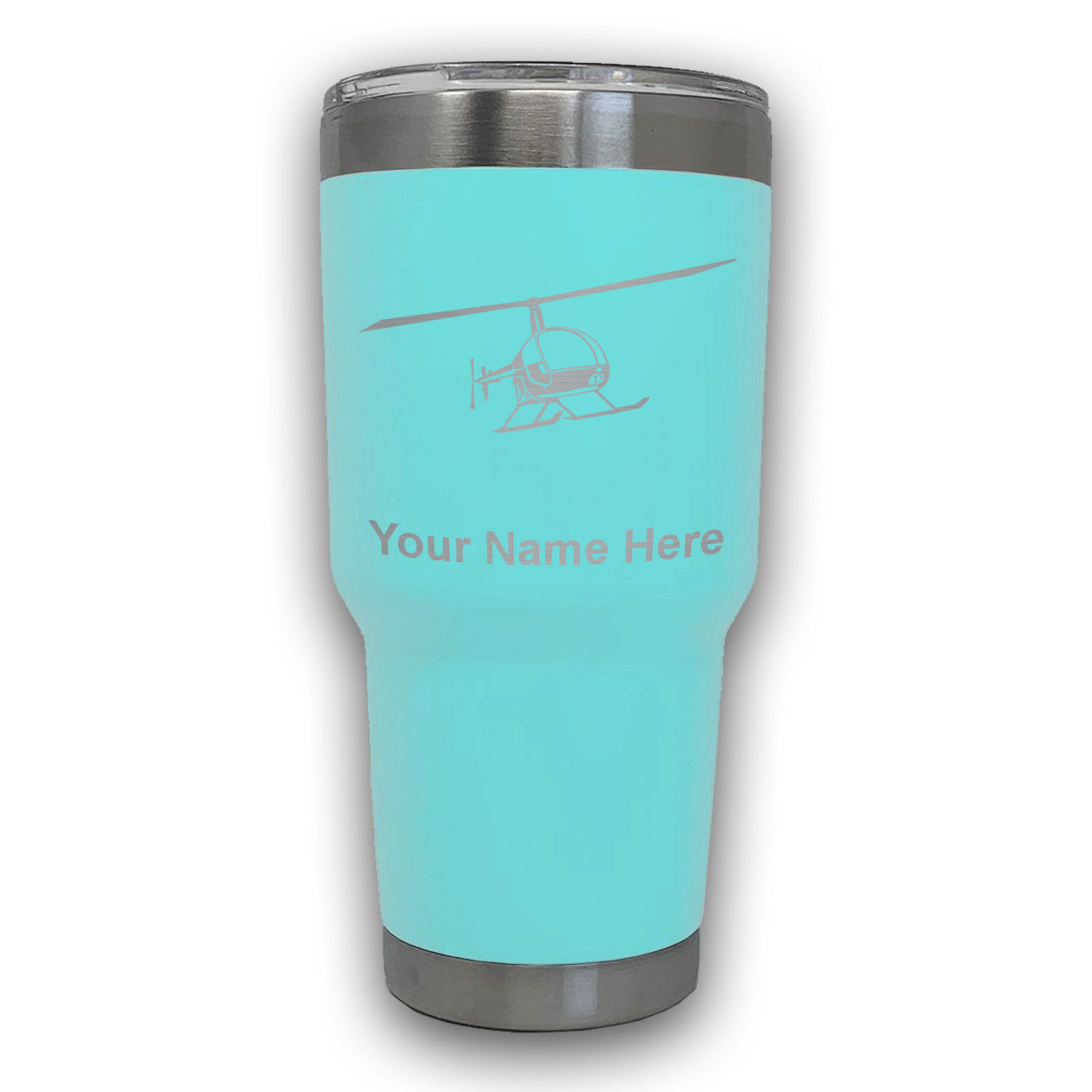 LaserGram 30oz Tumbler Mug, Helicopter 2, Personalized Engraving Included