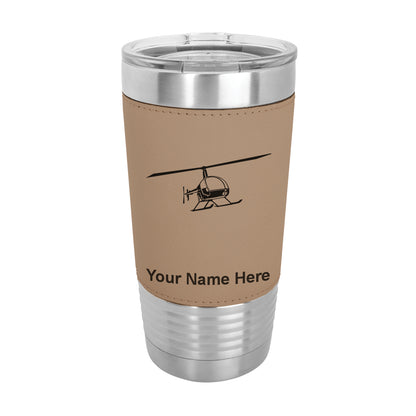 20oz Faux Leather Tumbler Mug, Helicopter 2, Personalized Engraving Included - LaserGram Custom Engraved Gifts