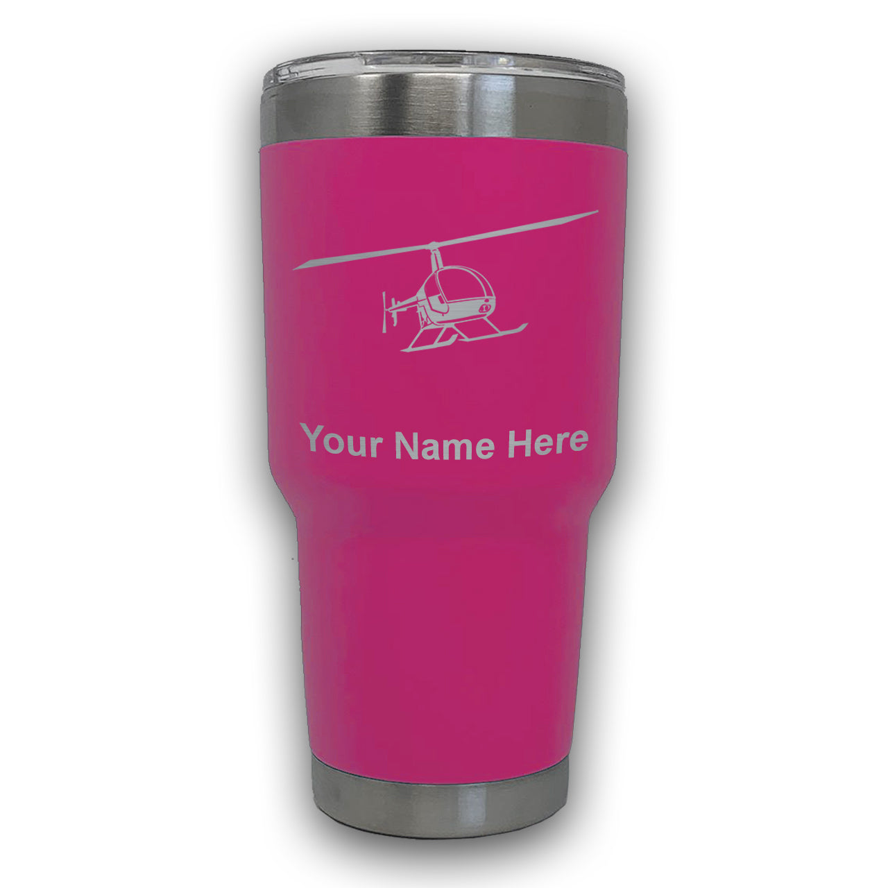 LaserGram 30oz Tumbler Mug, Helicopter 2, Personalized Engraving Included