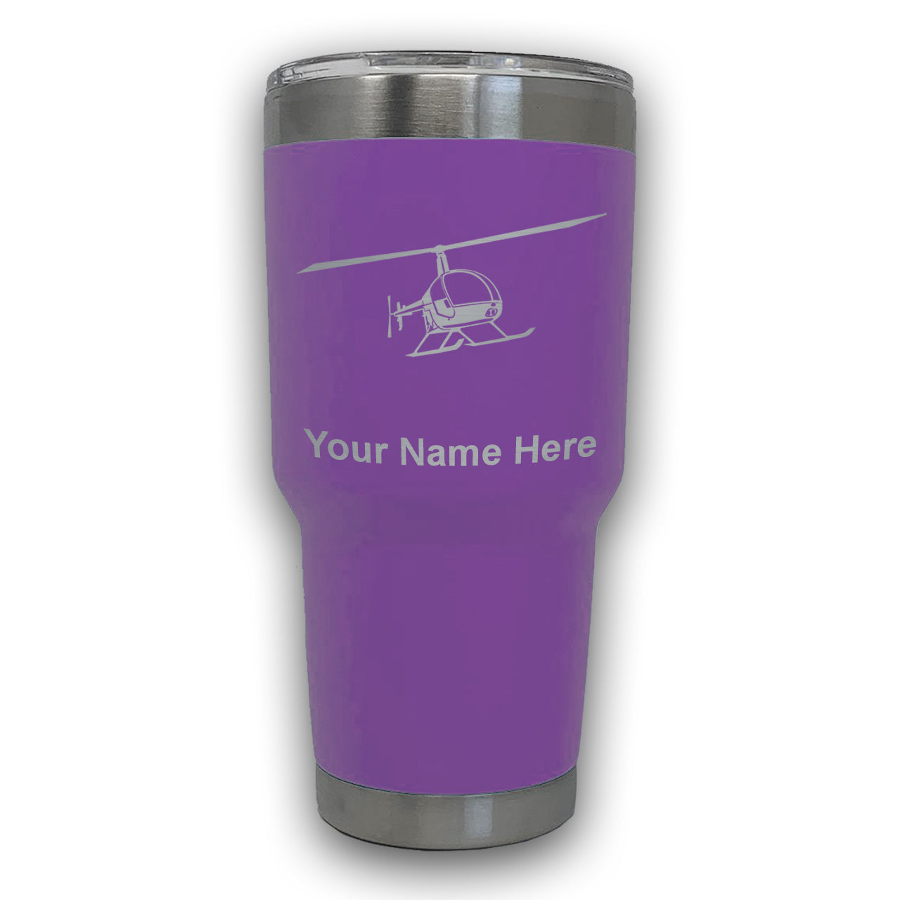 LaserGram 30oz Tumbler Mug, Helicopter 2, Personalized Engraving Included