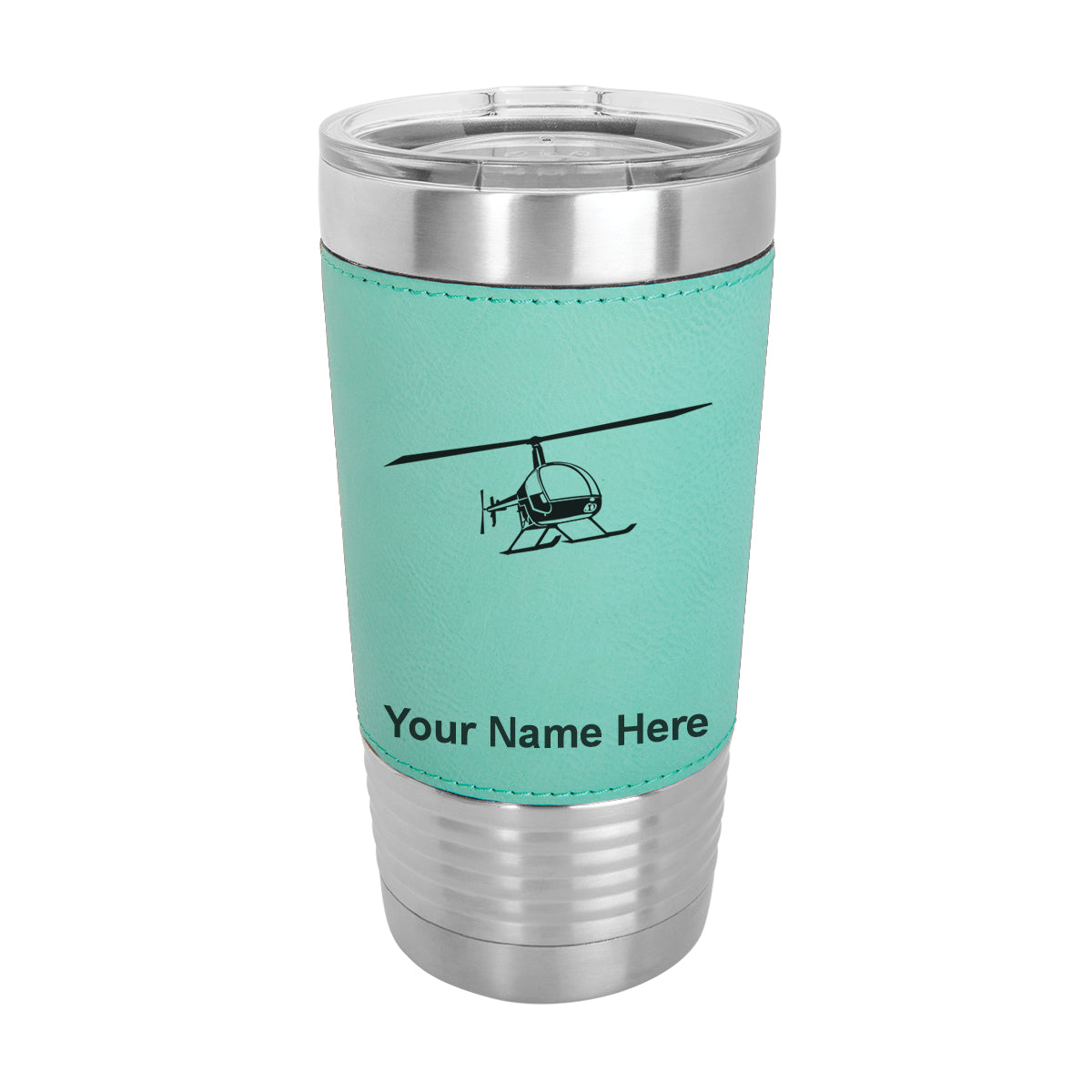 20oz Faux Leather Tumbler Mug, Helicopter 2, Personalized Engraving Included - LaserGram Custom Engraved Gifts