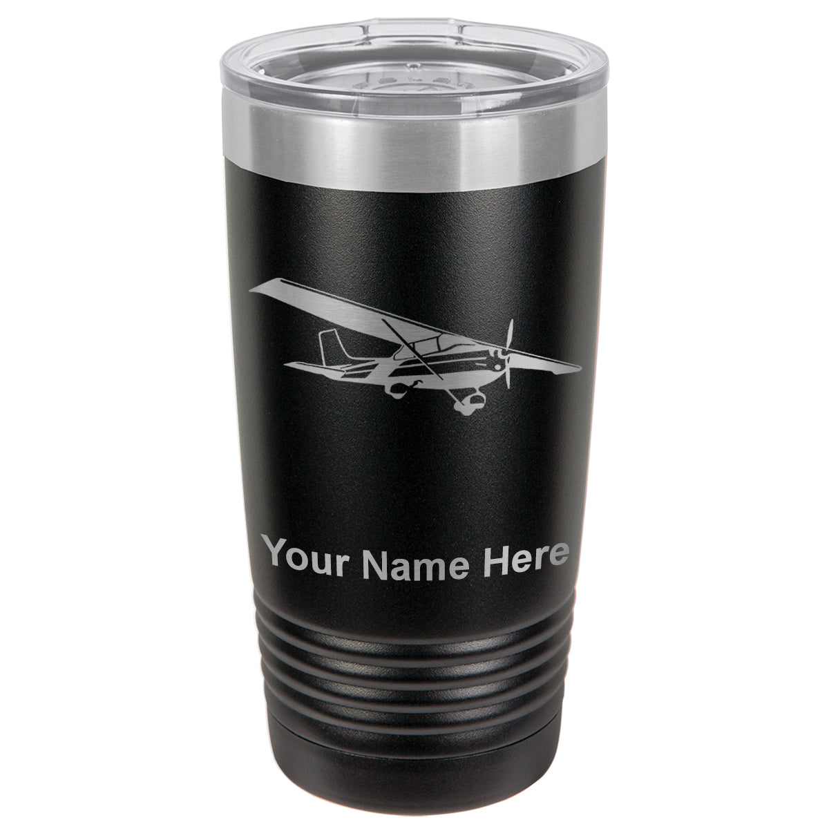 20oz Vacuum Insulated Tumbler Mug, High Wing Airplane, Personalized Engraving Included