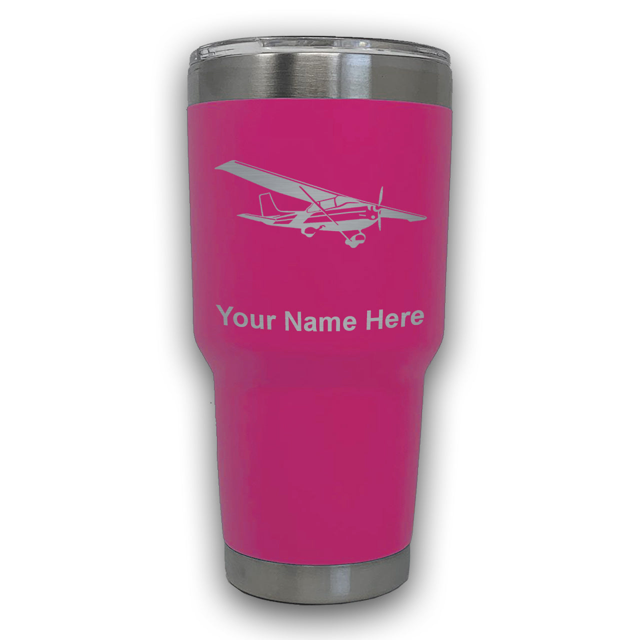 LaserGram 30oz Tumbler Mug, High Wing Airplane, Personalized Engraving Included