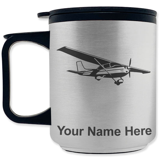 Coffee Travel Mug, High Wing Airplane, Personalized Engraving Included