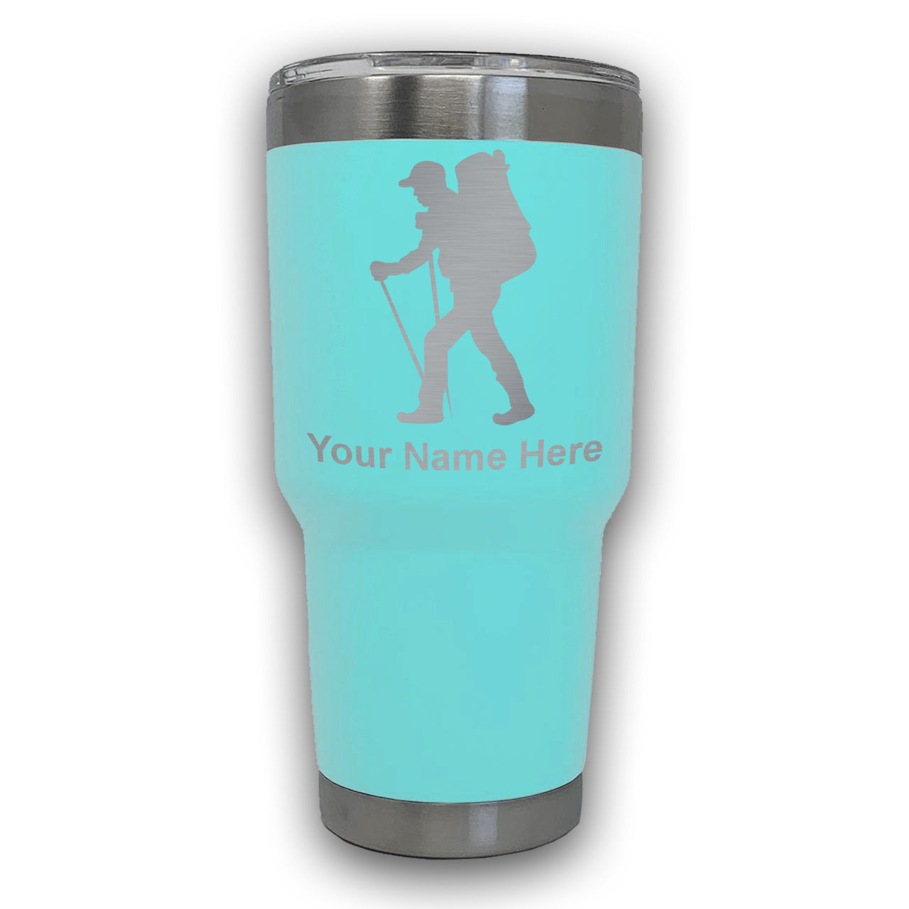 LaserGram 30oz Tumbler Mug, Hiker Man, Personalized Engraving Included