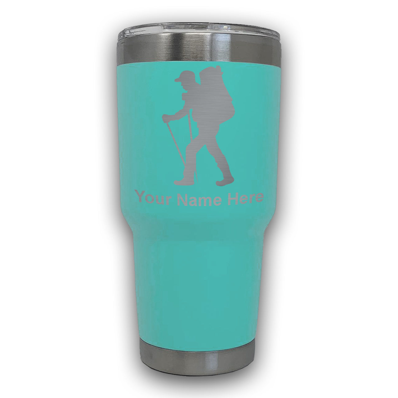 LaserGram 30oz Tumbler Mug, Hiker Man, Personalized Engraving Included