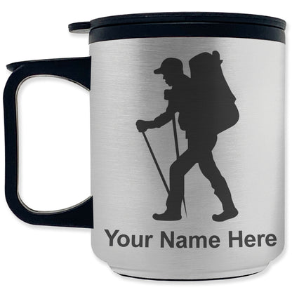 Coffee Travel Mug, Hiker Man, Personalized Engraving Included