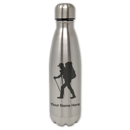 LaserGram Single Wall Water Bottle, Hiker Man, Personalized Engraving Included