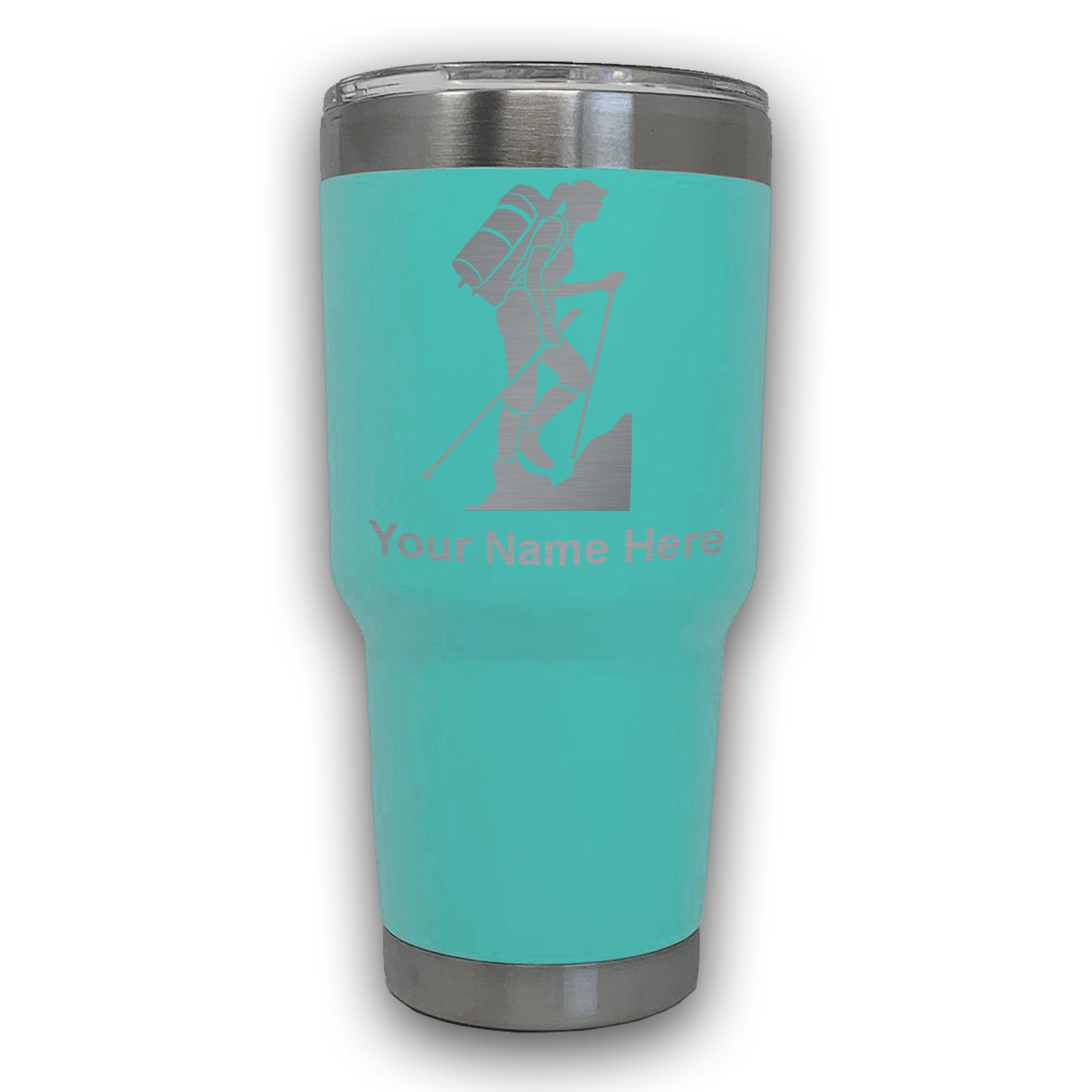 LaserGram 30oz Tumbler Mug, Hiker Woman, Personalized Engraving Included