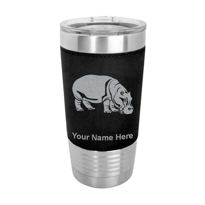 20oz Faux Leather Tumbler Mug, Hippopotamus, Personalized Engraving Included - LaserGram Custom Engraved Gifts