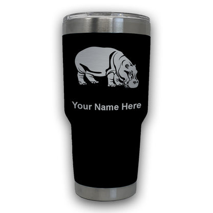 LaserGram 30oz Tumbler Mug, Hippopotamus, Personalized Engraving Included