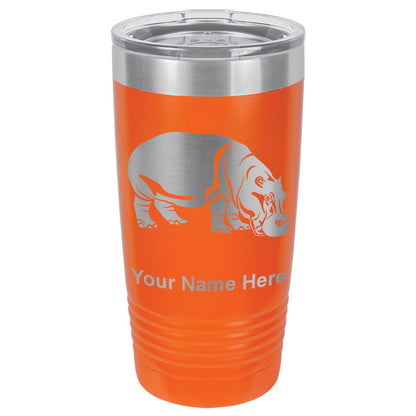 20oz Vacuum Insulated Tumbler Mug, Hippopotamus, Personalized Engraving Included