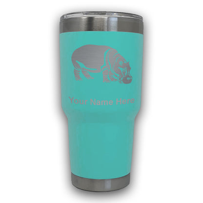 LaserGram 30oz Tumbler Mug, Hippopotamus, Personalized Engraving Included