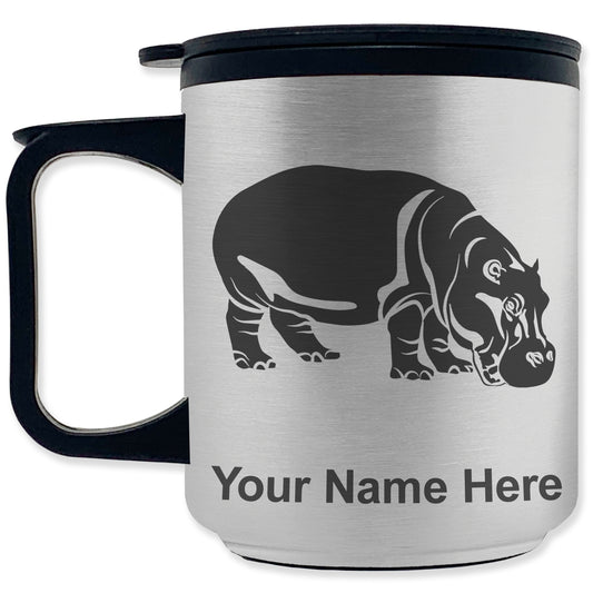 Coffee Travel Mug, Hippopotamus, Personalized Engraving Included