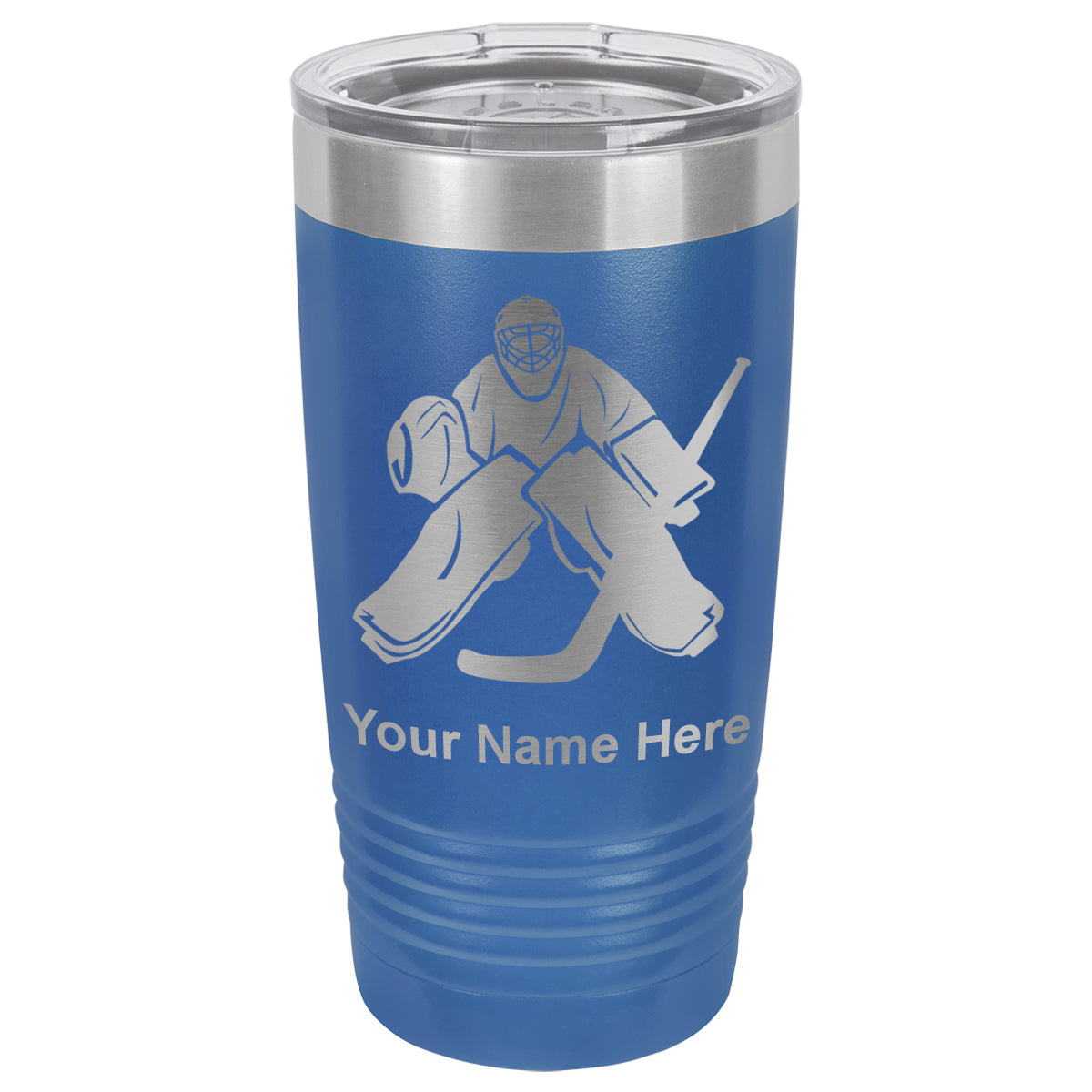 20oz Vacuum Insulated Tumbler Mug, Hockey Goalie, Personalized Engraving Included