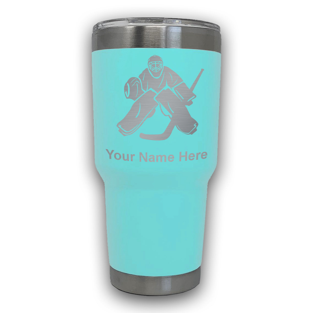 LaserGram 30oz Tumbler Mug, Hockey Goalie, Personalized Engraving Included