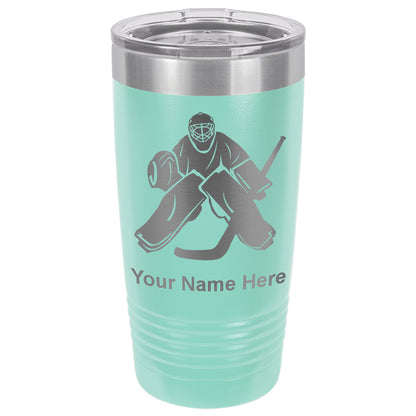 20oz Vacuum Insulated Tumbler Mug, Hockey Goalie, Personalized Engraving Included
