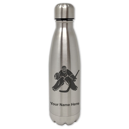 LaserGram Single Wall Water Bottle, Hockey Goalie, Personalized Engraving Included