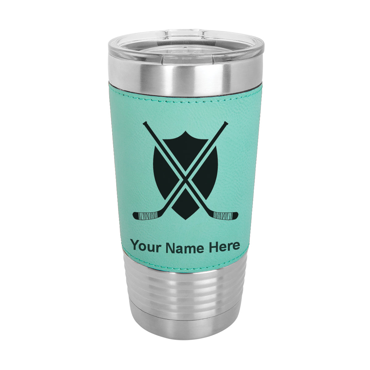 20oz Faux Leather Tumbler Mug, Hockey Sticks, Personalized Engraving Included - LaserGram Custom Engraved Gifts