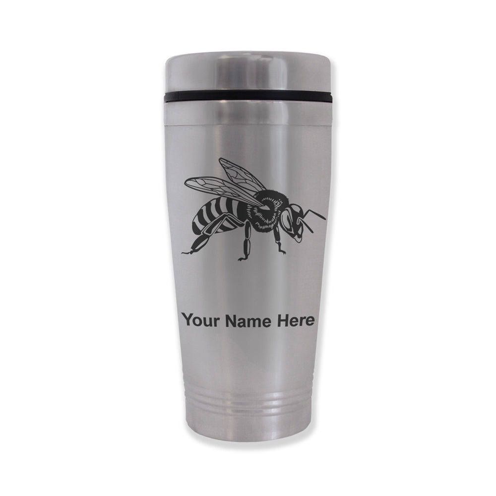 Commuter Travel Mug, Honey Bee, Personalized Engraving Included