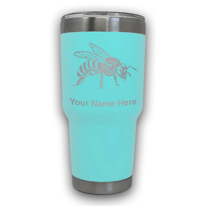 LaserGram 30oz Tumbler Mug, Honey Bee, Personalized Engraving Included