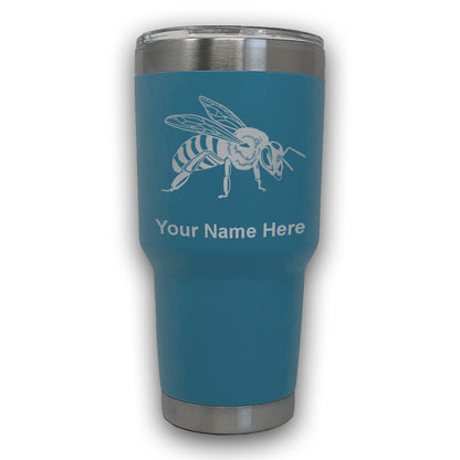 LaserGram 30oz Tumbler Mug, Honey Bee, Personalized Engraving Included