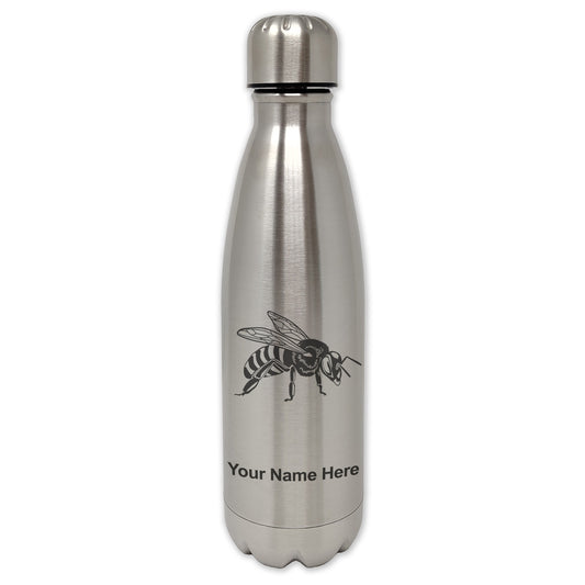 LaserGram Single Wall Water Bottle, Honey Bee, Personalized Engraving Included