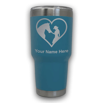 LaserGram 30oz Tumbler Mug, Horse Cowgirl Heart, Personalized Engraving Included