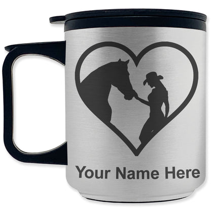 Coffee Travel Mug, Horse Cowgirl Heart, Personalized Engraving Included