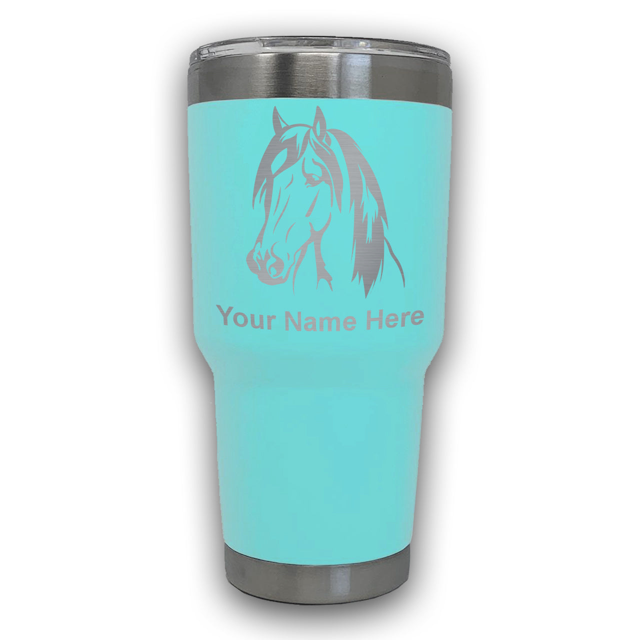 LaserGram 30oz Tumbler Mug, Horse Head 1, Personalized Engraving Included