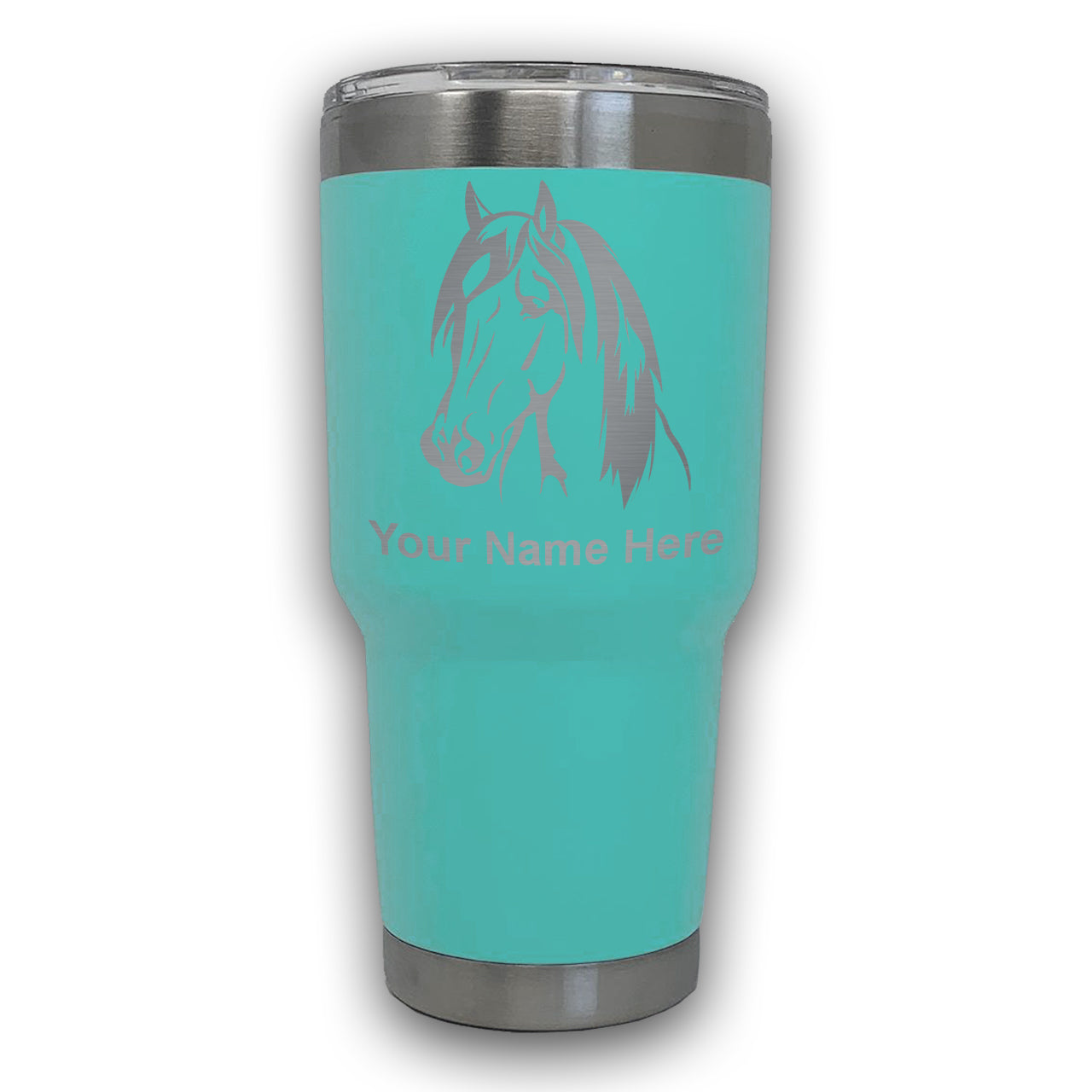 LaserGram 30oz Tumbler Mug, Horse Head 1, Personalized Engraving Included