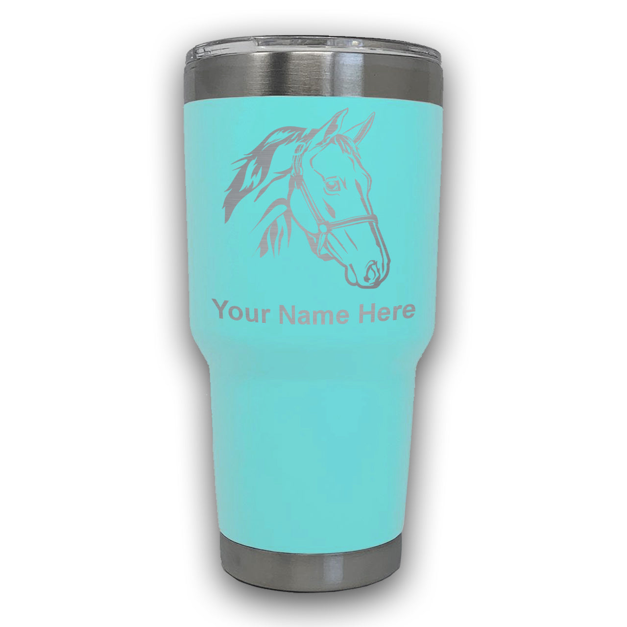 LaserGram 30oz Tumbler Mug, Horse Head 2, Personalized Engraving Included