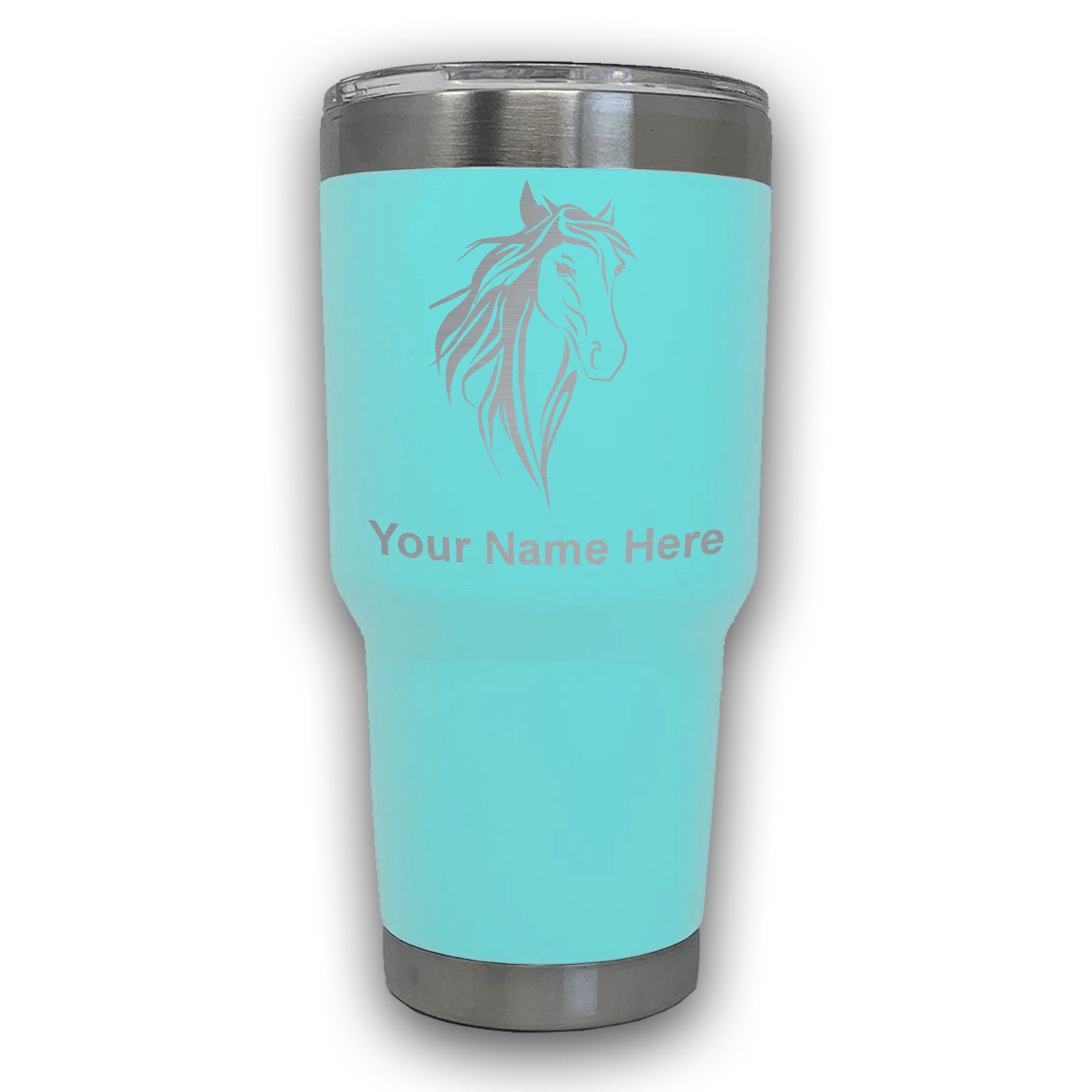 LaserGram 30oz Tumbler Mug, Horse Head 3, Personalized Engraving Included