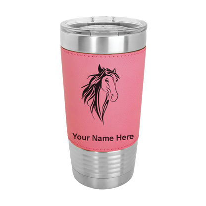 20oz Faux Leather Tumbler Mug, Horse Head 3, Personalized Engraving Included - LaserGram Custom Engraved Gifts