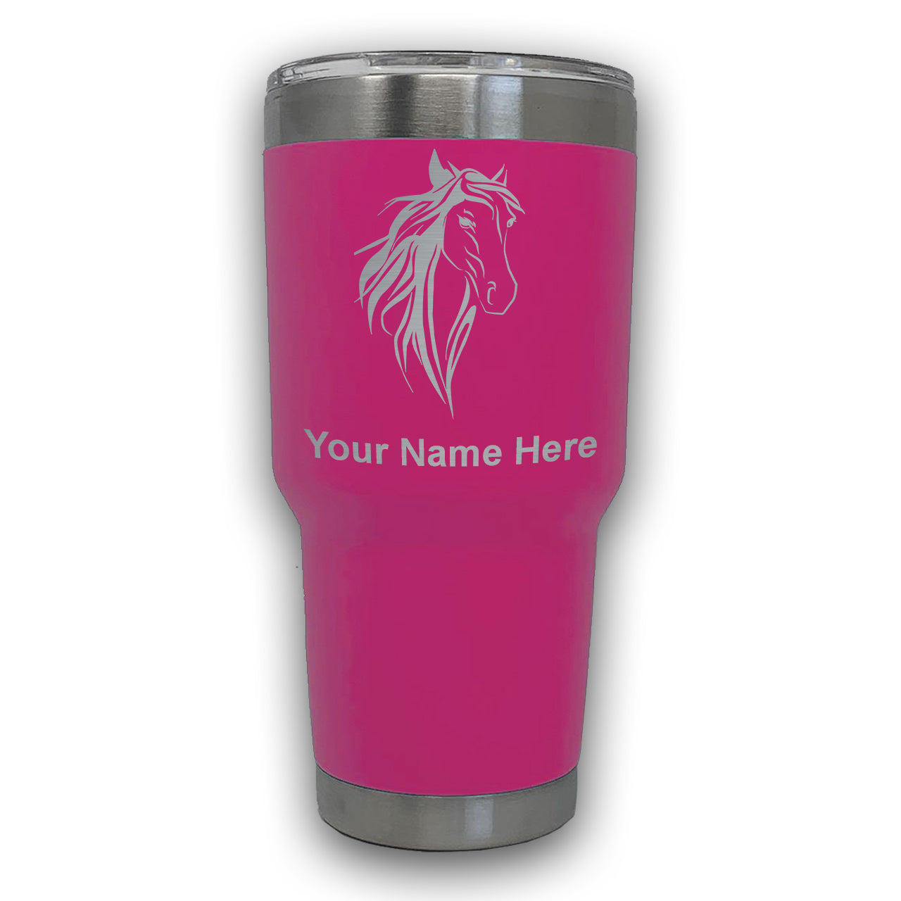 LaserGram 30oz Tumbler Mug, Horse Head 3, Personalized Engraving Included