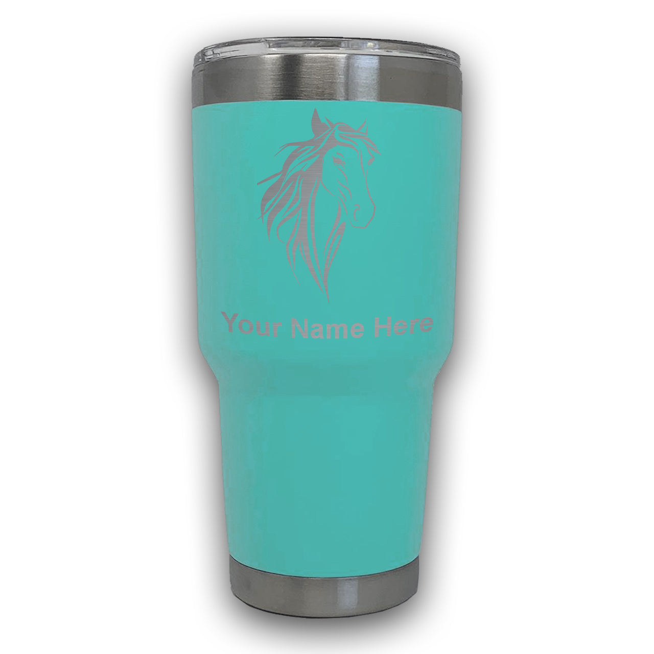 LaserGram 30oz Tumbler Mug, Horse Head 3, Personalized Engraving Included