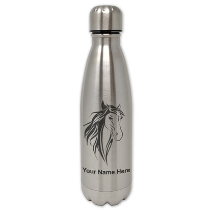 LaserGram Single Wall Water Bottle, Horse Head 3, Personalized Engraving Included