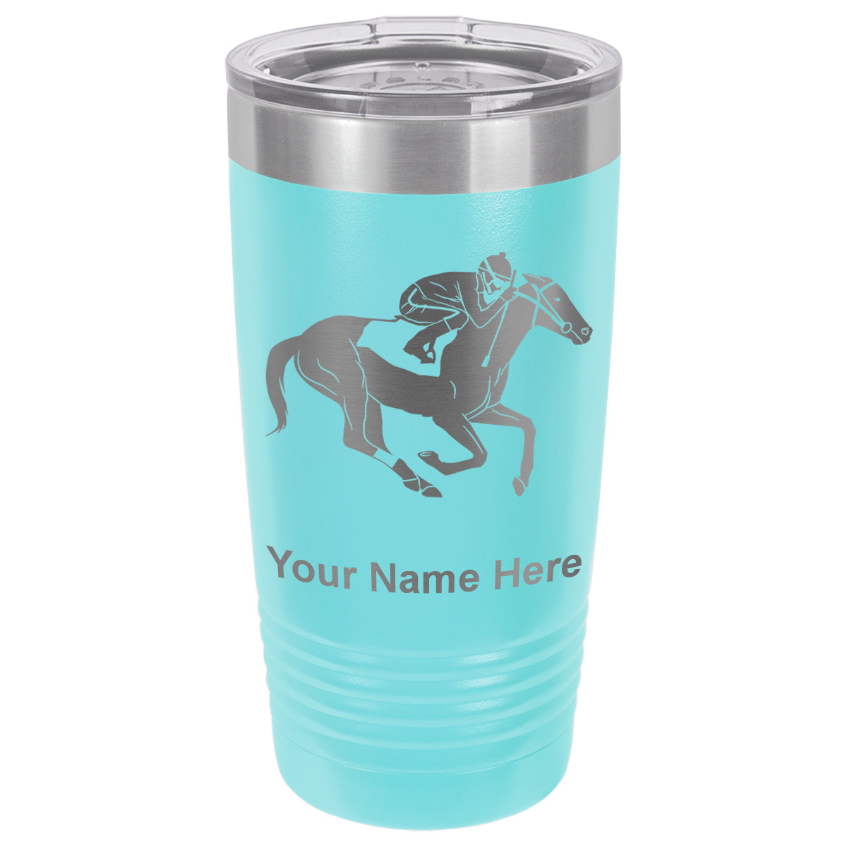 20oz Vacuum Insulated Tumbler Mug, Horse Racing, Personalized Engraving Included