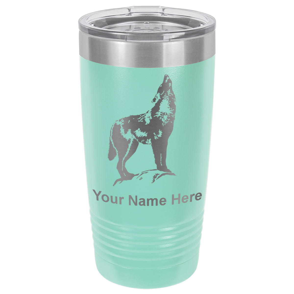 20oz Vacuum Insulated Tumbler Mug, Howling Wolf, Personalized Engraving Included