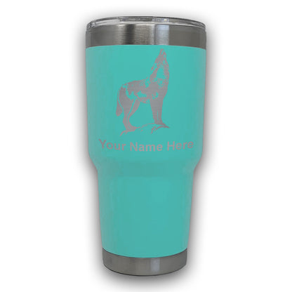 LaserGram 30oz Tumbler Mug, Howling Wolf, Personalized Engraving Included