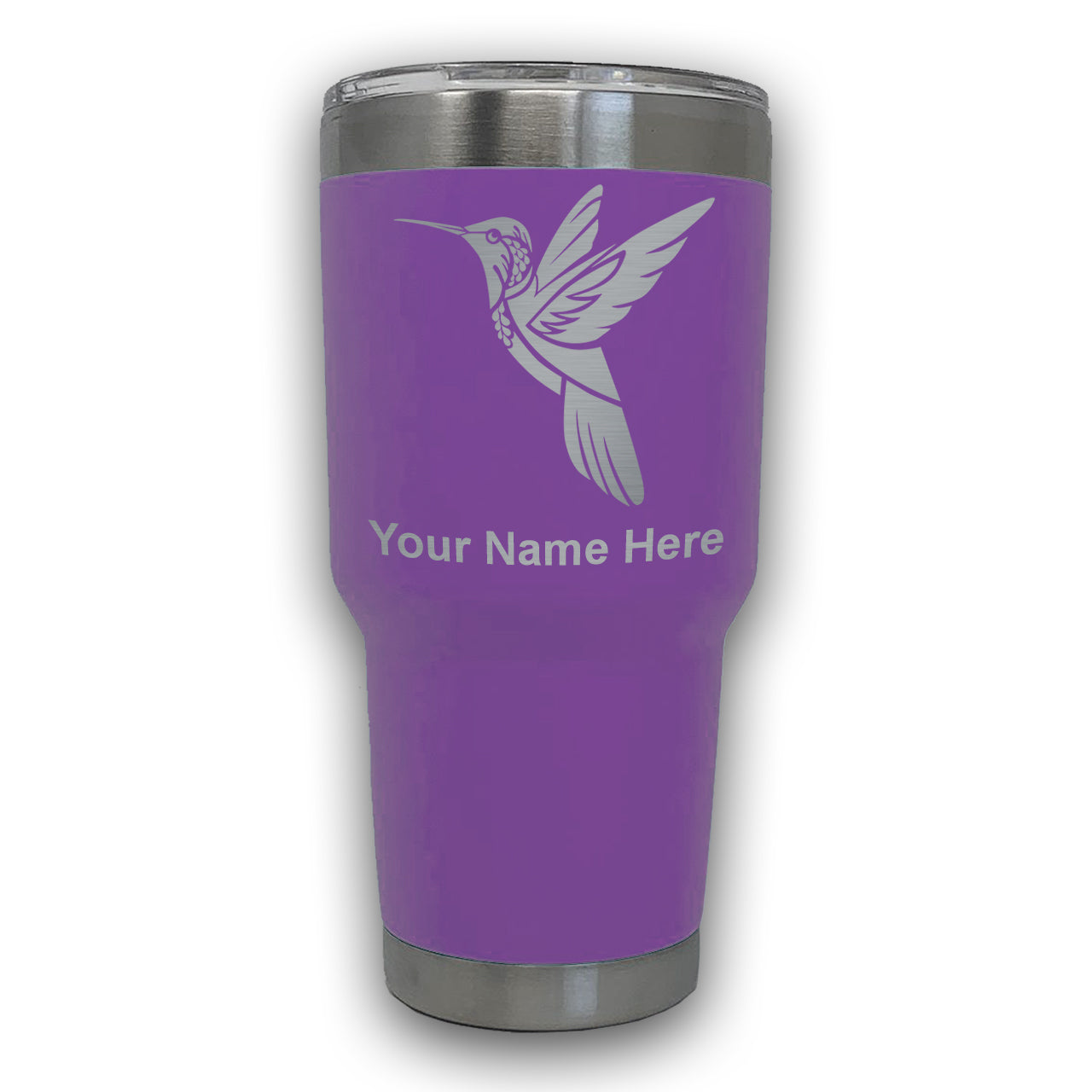 LaserGram 30oz Tumbler Mug, Hummingbird, Personalized Engraving Included