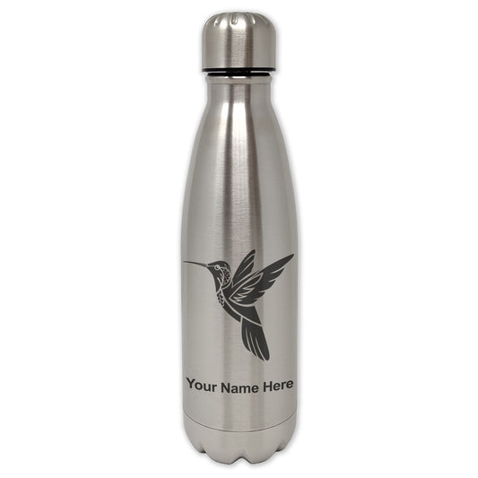 LaserGram Single Wall Water Bottle, Hummingbird, Personalized Engraving Included