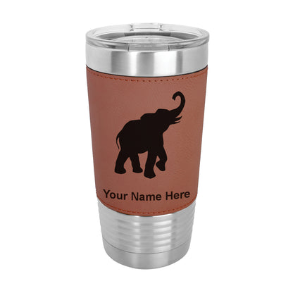 20oz Faux Leather Tumbler Mug, Indian Elephant, Personalized Engraving Included - LaserGram Custom Engraved Gifts